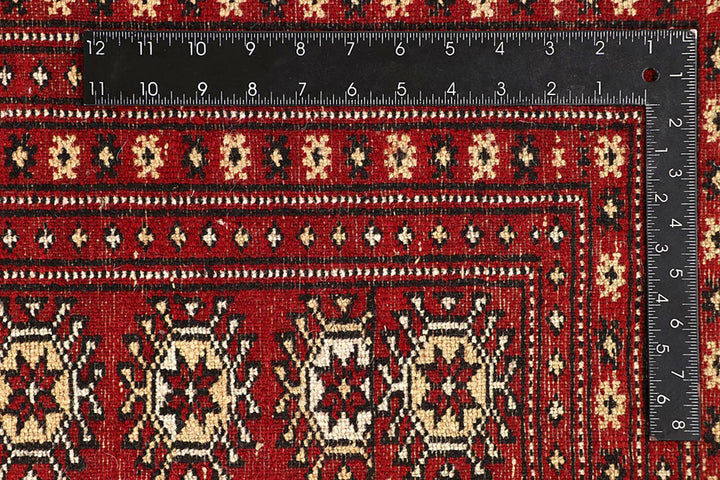 Red Pakistani Bokhara Rug 9' x 11'9" Hand-Knotted | No. QA79901