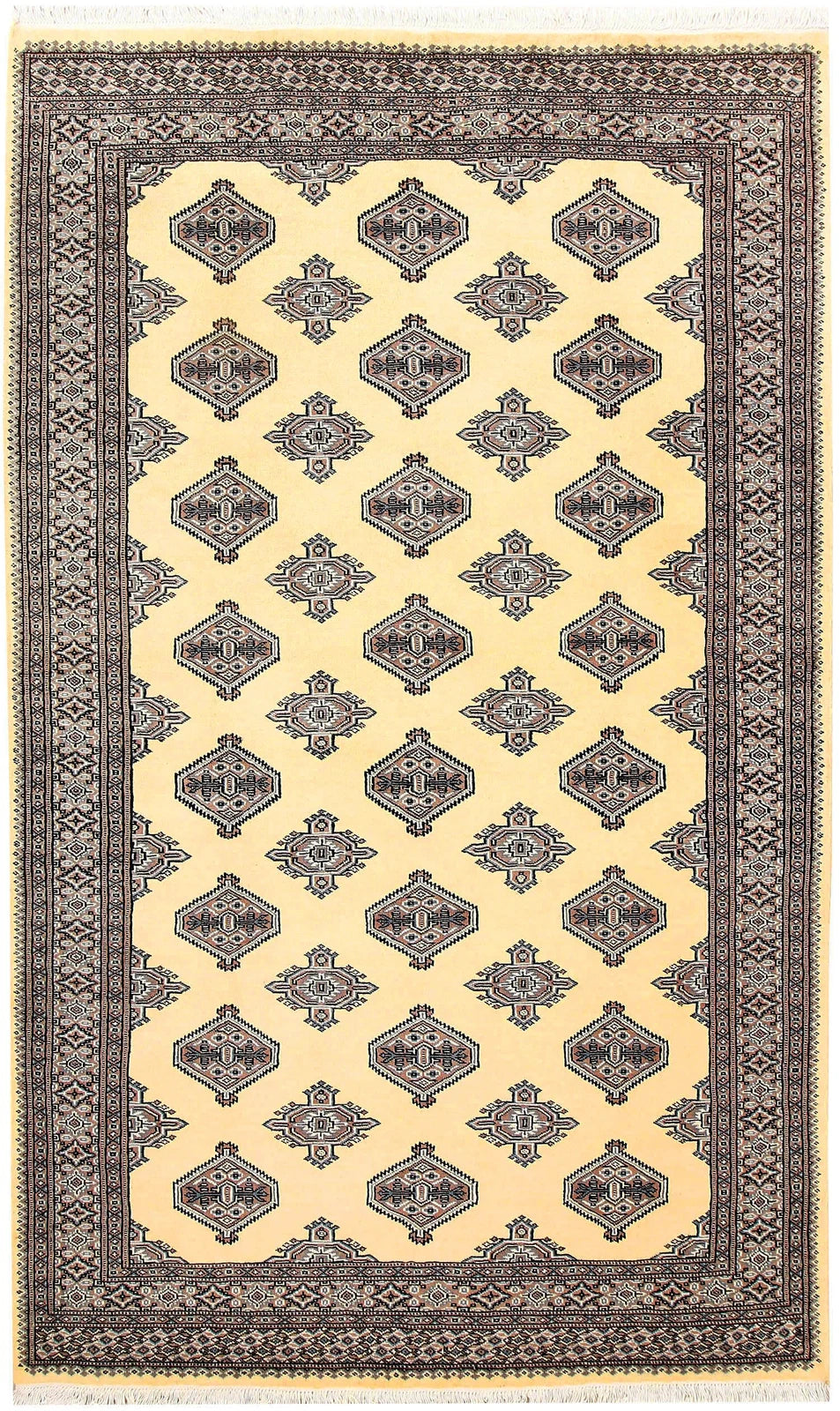 Yellow Pakistani Jaldar Rug 5' 1" x 8' 4" Hand-Knotted | No. QA80079