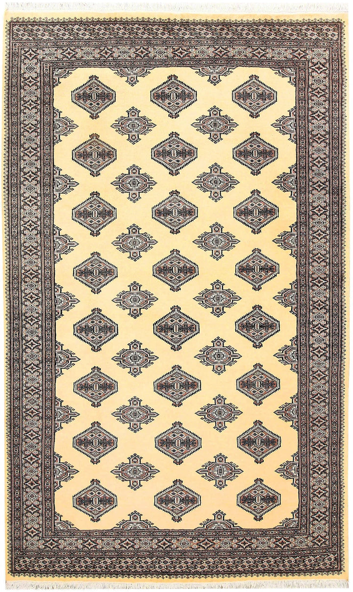 Yellow Pakistani Jaldar Rug 5' 1" x 8' 4" Hand-Knotted | No. QA80079