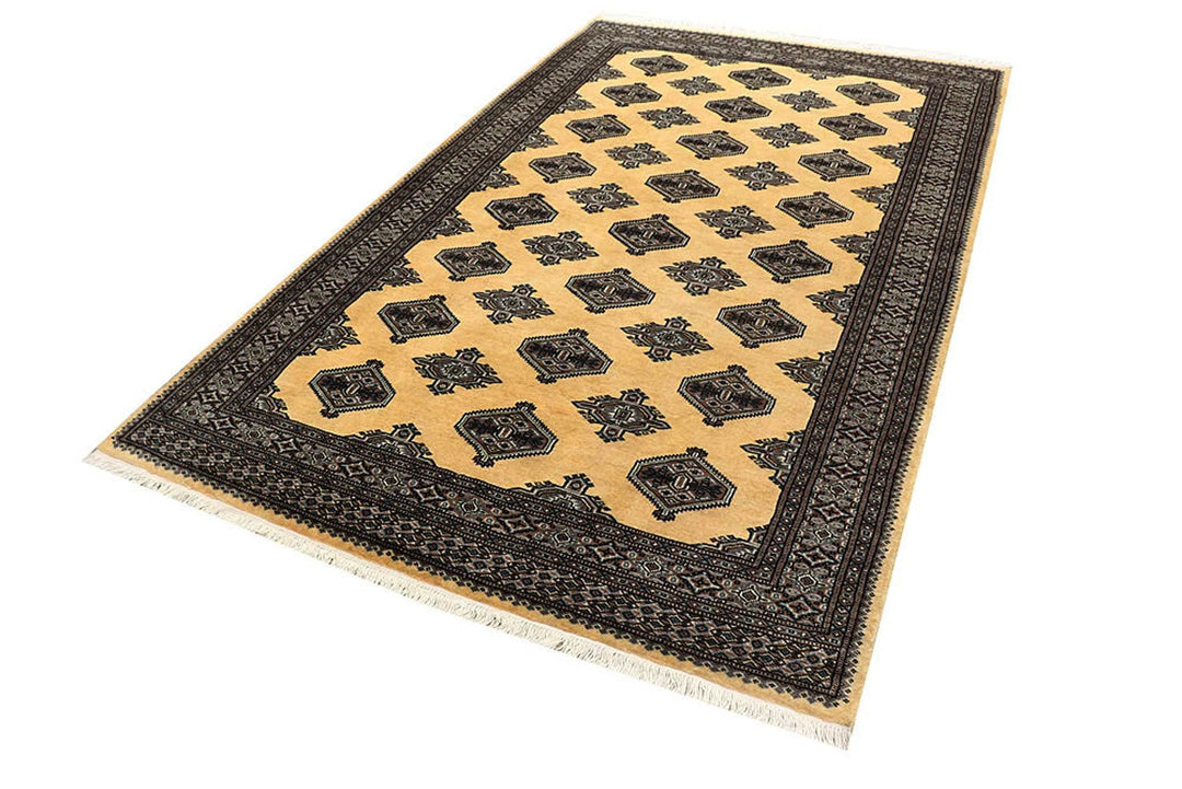 Yellow Pakistani Jaldar Rug 5' 1" x 8' 4" Hand-Knotted | No. QA80079