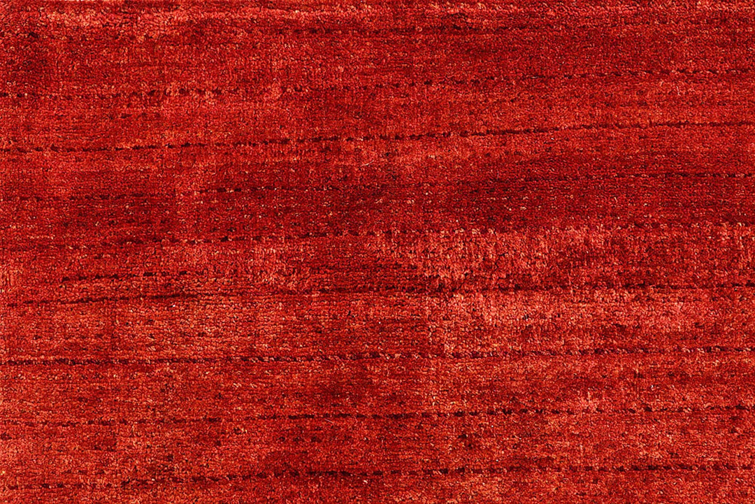 Firebrick Red Pakistani Gabbeh Rug 6' 6" x 7' 10" Hand-Knotted | No. QA80211