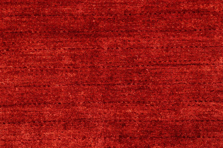Firebrick Red Pakistani Gabbeh Rug 6' 6" x 7' 10" Hand-Knotted | No. QA80211