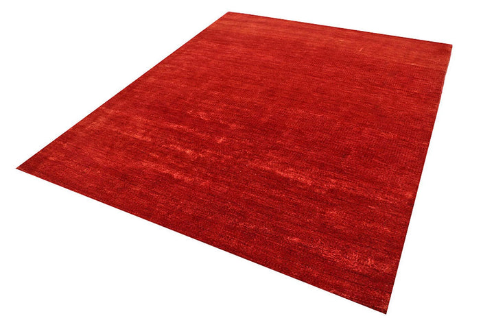 Firebrick Red Pakistani Gabbeh Rug 6' 6" x 7' 10" Hand-Knotted | No. QA80211