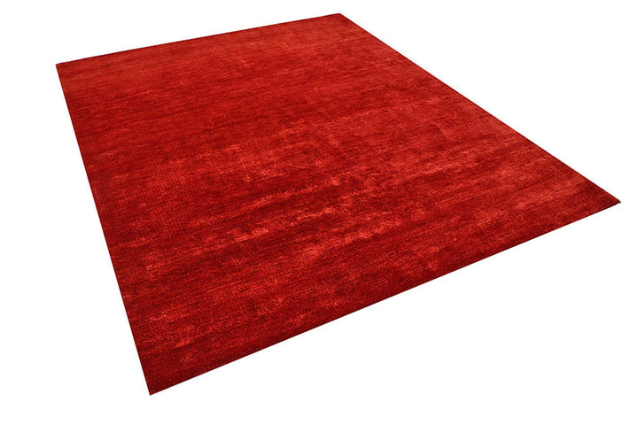 Firebrick Red Pakistani Gabbeh Rug 6' 6" x 7' 10" Hand-Knotted | No. QA80211