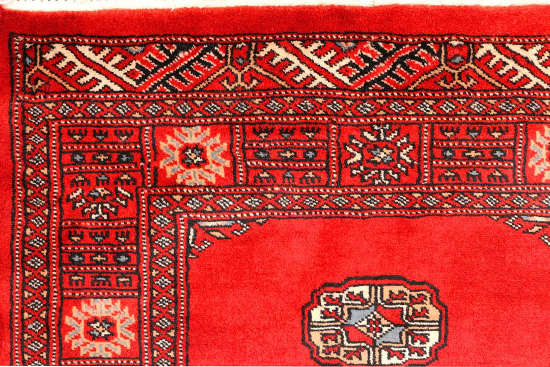 Red Bokhara Rug 2' 7" x 11' 4" Hand-Knotted | No. QA80242