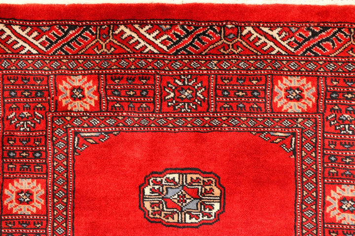 Red Bokhara Rug 2' 7" x 11' 4" Hand-Knotted | No. QA80242
