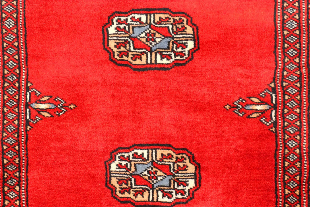Red Bokhara Rug 2' 7" x 11' 4" Hand-Knotted | No. QA80242