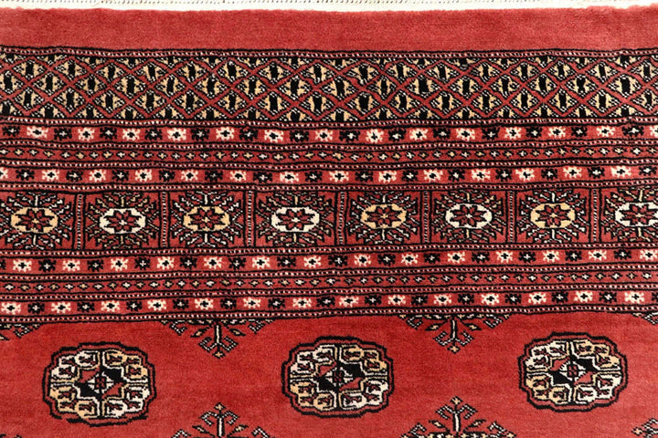 Salmon Pakistani Bokhara Rug 8' x 10' Hand-Knotted | No. QA80284
