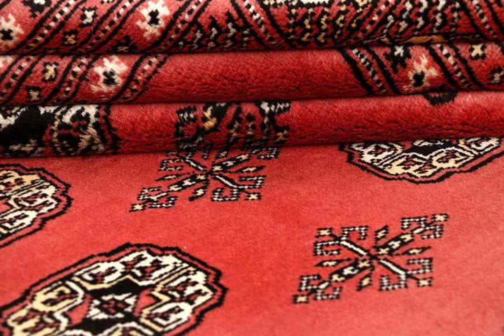 Salmon Pakistani Bokhara Rug 8' x 10' Hand-Knotted | No. QA80284