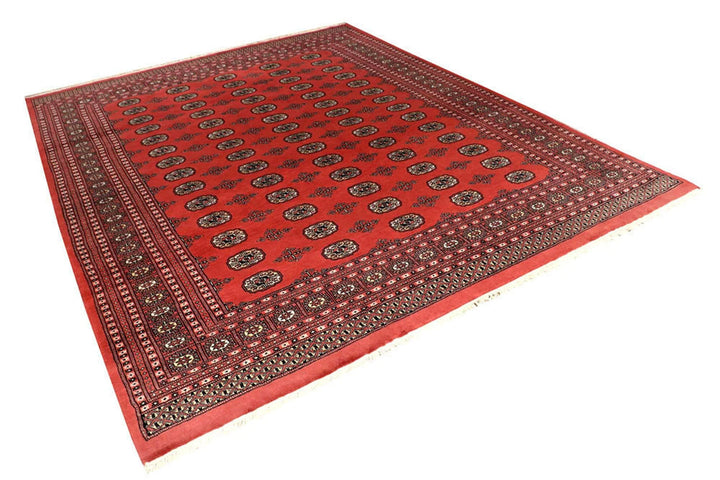 Salmon Pakistani Bokhara Rug 8' x 10' Hand-Knotted | No. QA80284