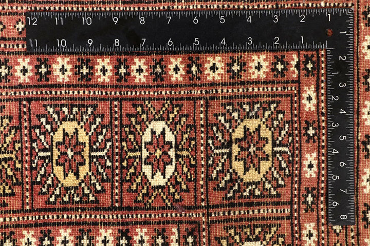 Salmon Pakistani Bokhara Rug 8' x 10' Hand-Knotted | No. QA80284