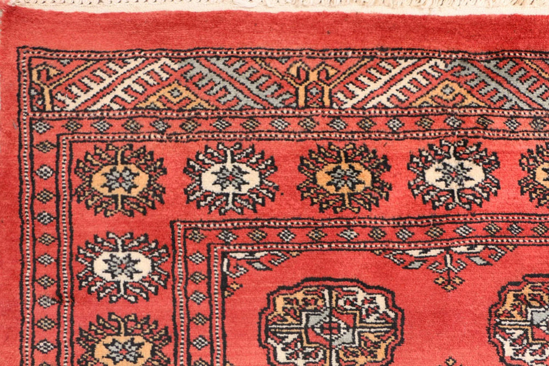 Orange Bokhara Rug 3' 1" x 5' 9" Hand-Knotted | No. QA80291