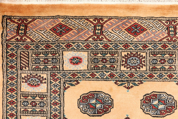 Yellow Pakistani Bokhara Rug 3' 2" x 6' 1" Hand-Knotted | No. QA80340