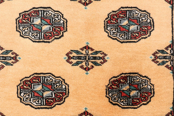 Yellow Pakistani Bokhara Rug 3' 2" x 6' 1" Hand-Knotted | No. QA80340