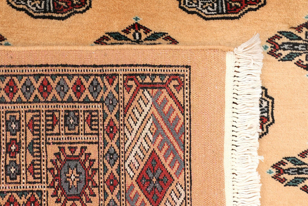 Yellow Pakistani Bokhara Rug 3' 2" x 6' 1" Hand-Knotted | No. QA80340