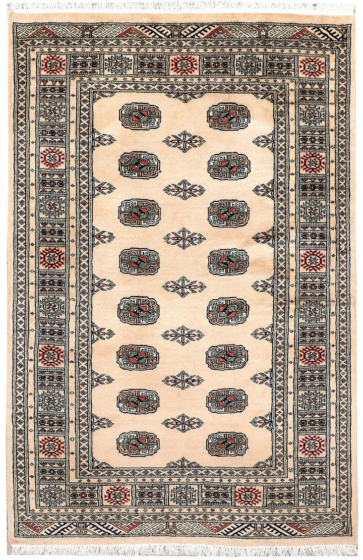 Brown Pakistani Bokhara Rug 4' x 6' Hand-Knotted | No. QA80377