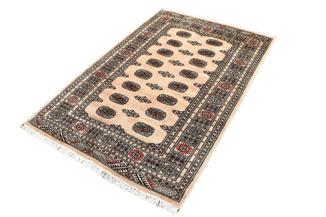 Brown Pakistani Bokhara Rug 4' x 6' Hand-Knotted | No. QA80377