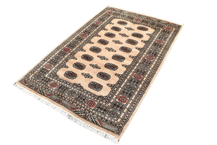 Brown Pakistani Bokhara Rug 4' x 6' Hand-Knotted | No. QA80377