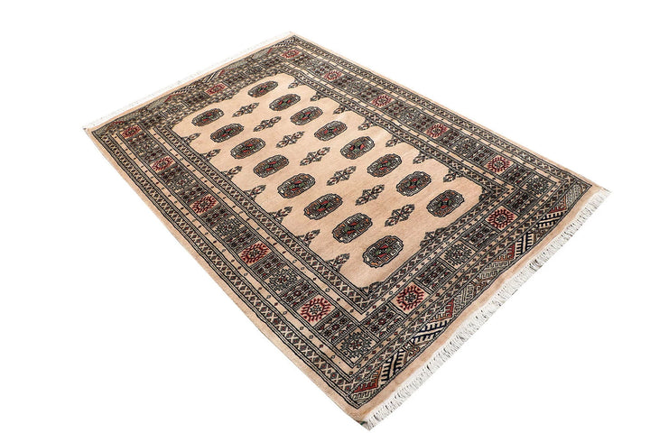 Brown Pakistani Bokhara Rug 4' x 6' Hand-Knotted | No. QA80377