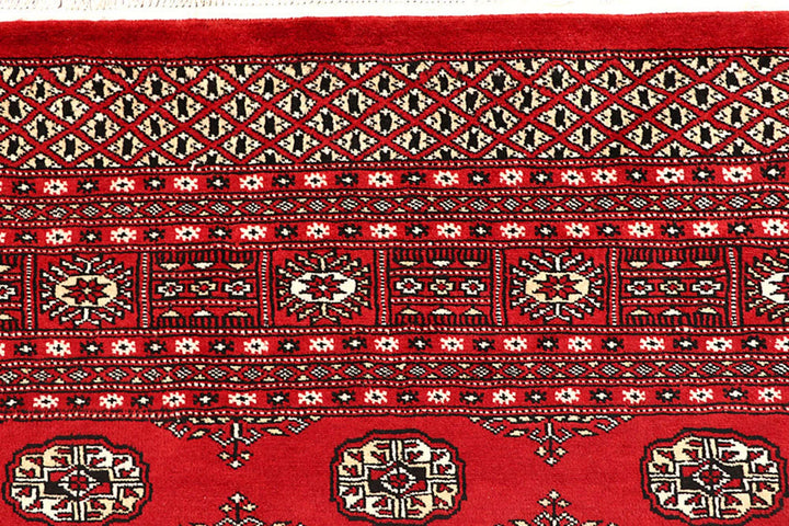 Red Pakistani Bokhara Rug 9' 1" x 11' 6" Hand-Knotted | No. QA80456