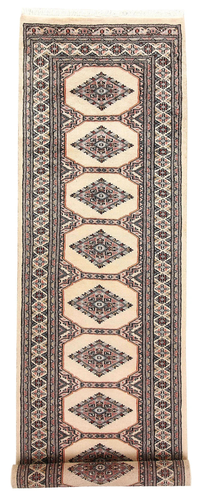 Brown Pakistani Jaldar Rug 2' 4" x 9' 1" Hand-Knotted | No. QA80686