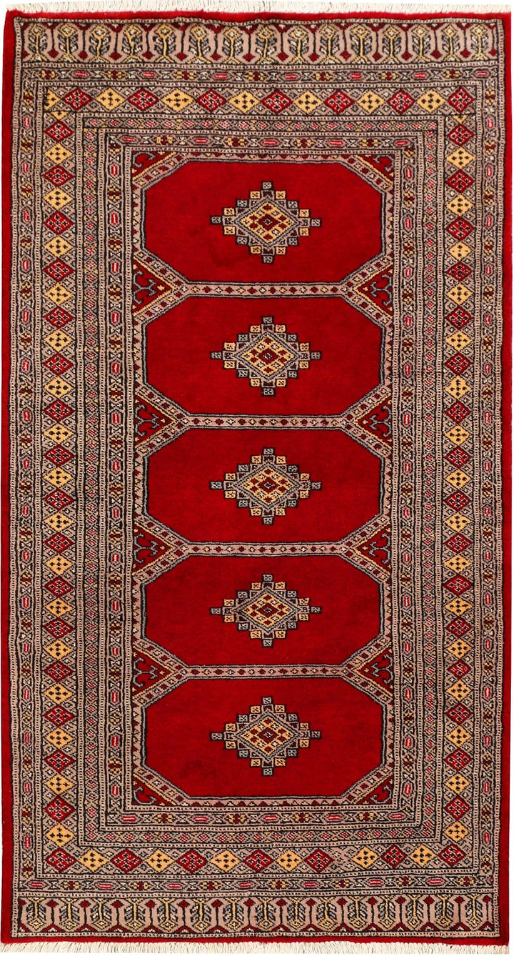 Dark Red Pakistani Jaldar Rug 3' 1" x 5' 8" Hand-Knotted | No. QA80697