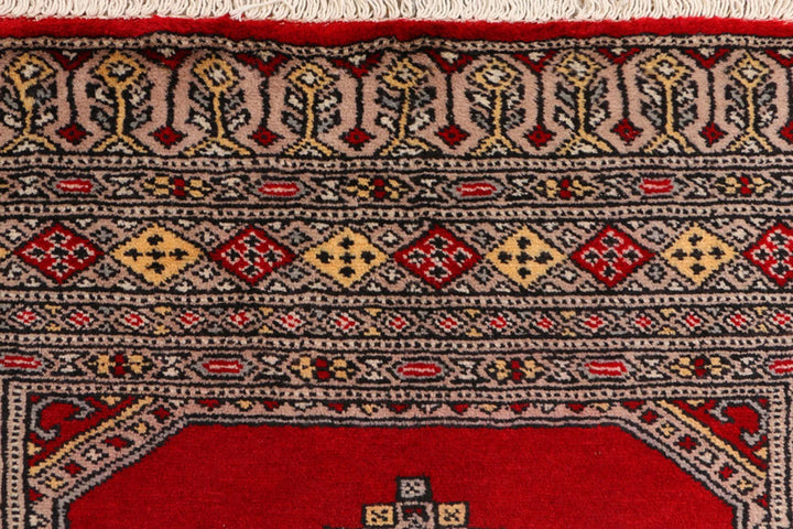 Dark Red Pakistani Jaldar Rug 3' 1" x 5' 8" Hand-Knotted | No. QA80697