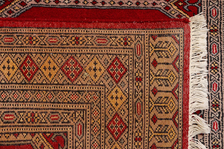 Dark Red Pakistani Jaldar Rug 3' 1" x 5' 8" Hand-Knotted | No. QA80697