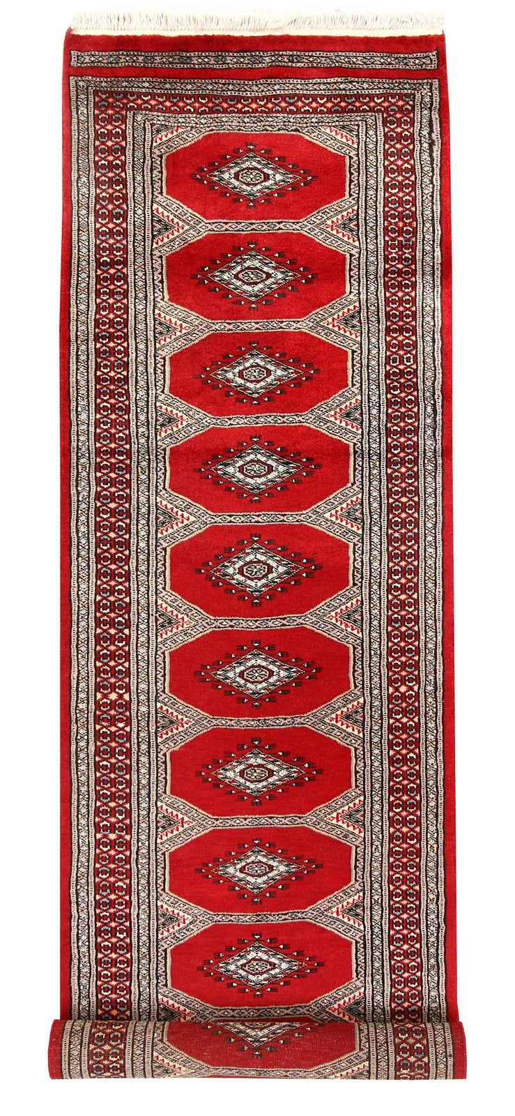 Firebrick Red Pakistani Jaldar Runner 2' 4" x 8' 4" Hand-Knotted | No. QA80731