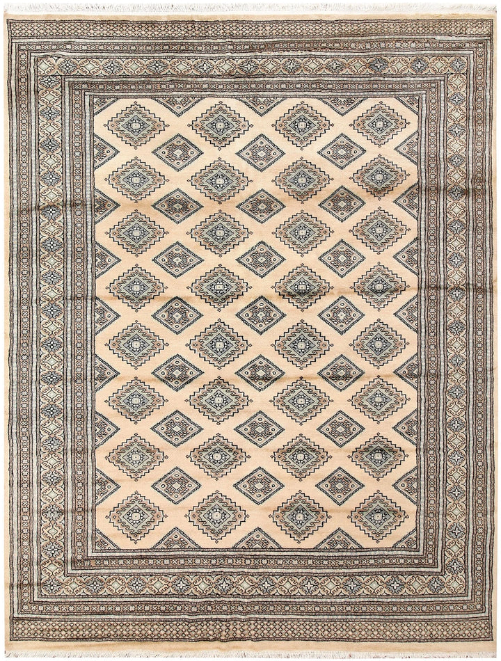 Brown Pakistani Jaldar Rug 6' 8" x 8' 6" Hand-Knotted | No. QA80769