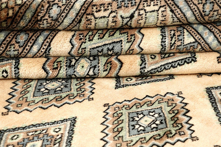 Brown Pakistani Jaldar Rug 6' 8" x 8' 6" Hand-Knotted | No. QA80769
