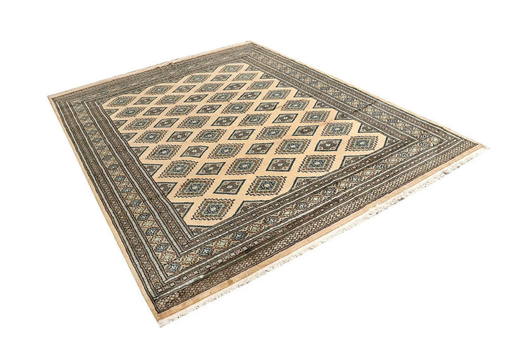 Brown Pakistani Jaldar Rug 6' 8" x 8' 6" Hand-Knotted | No. QA80769