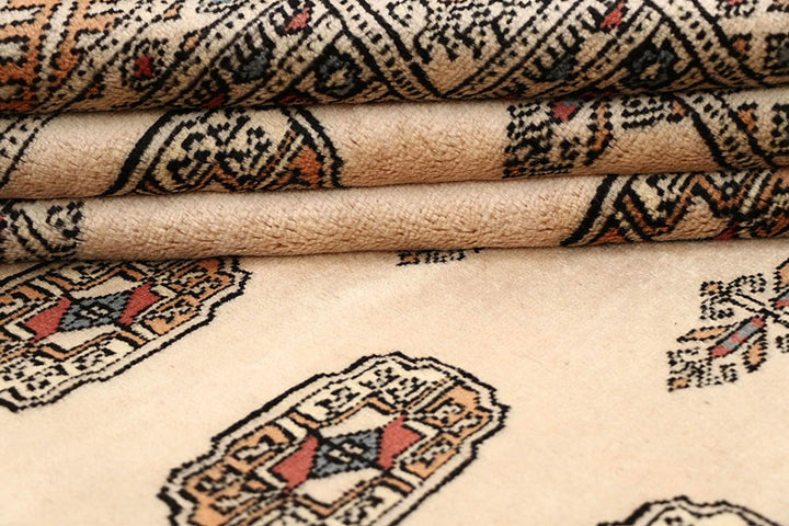 Brown Pakistani Bokhara Rug 4' 1" x 5' 6" Hand-Knotted | No. QA81038