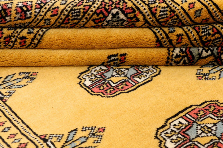 Goldenrod Pakistani Bokhara Rug 4' 1" x 6' 6" Hand-Knotted | No. QA81067