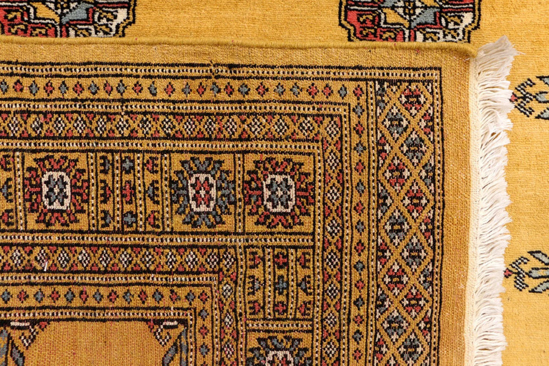 Goldenrod Pakistani Bokhara Rug 4' 1" x 6' 6" Hand-Knotted | No. QA81067