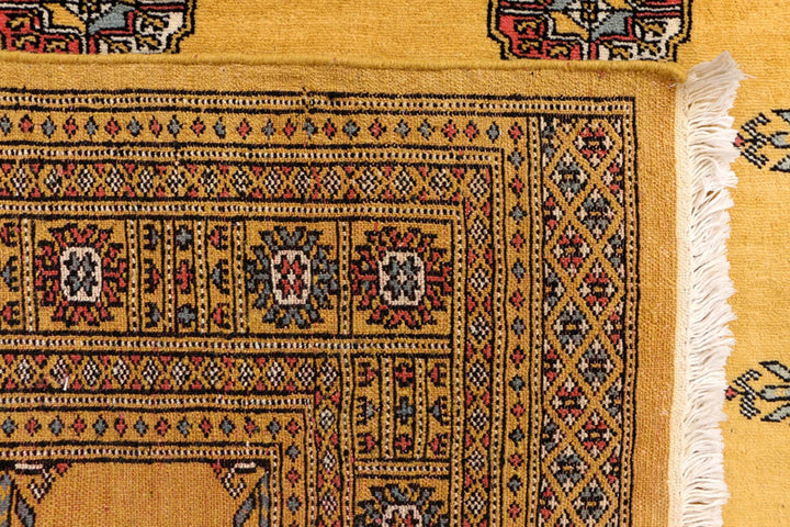 Goldenrod Pakistani Bokhara Rug 4' 1" x 6' 6" Hand-Knotted | No. QA81067