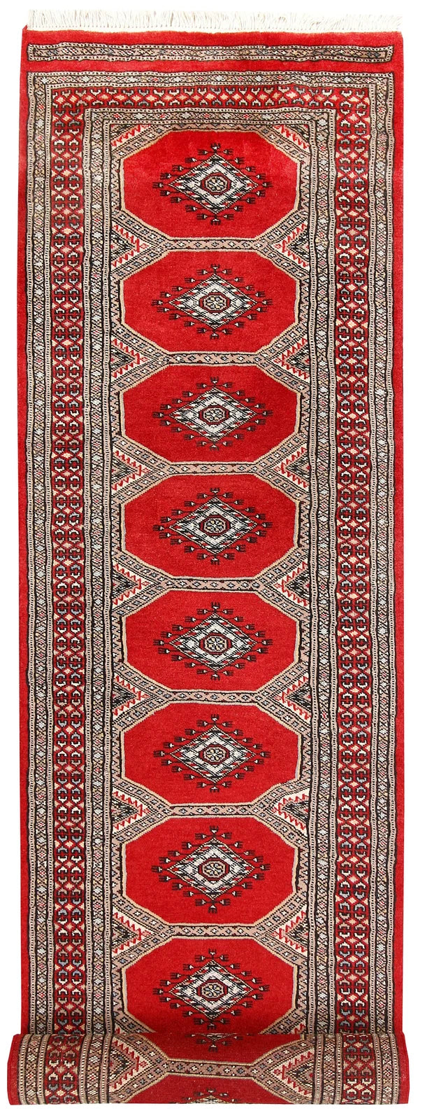 Red Pakistani Jaldar Rug 2' 3" x 9' 11" Hand-Knotted | No. QA81077