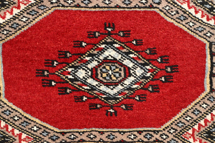 Red Pakistani Jaldar Rug 2' 3" x 9' 11" Hand-Knotted | No. QA81077