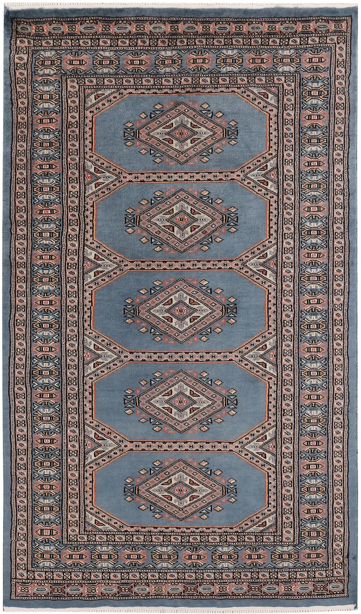 Light Slate Grey Pakistani Jaldar Rug 3' 1" x 5' 2" Hand-Knotted | No. QA81152