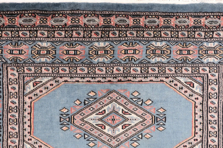 Light Slate Grey Pakistani Jaldar Rug 3' 1" x 5' 2" Hand-Knotted | No. QA81152