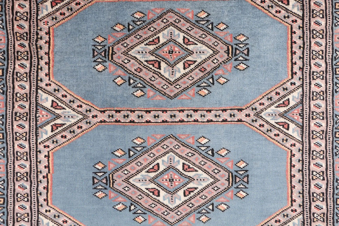 Light Slate Grey Pakistani Jaldar Rug 3' 1" x 5' 2" Hand-Knotted | No. QA81152