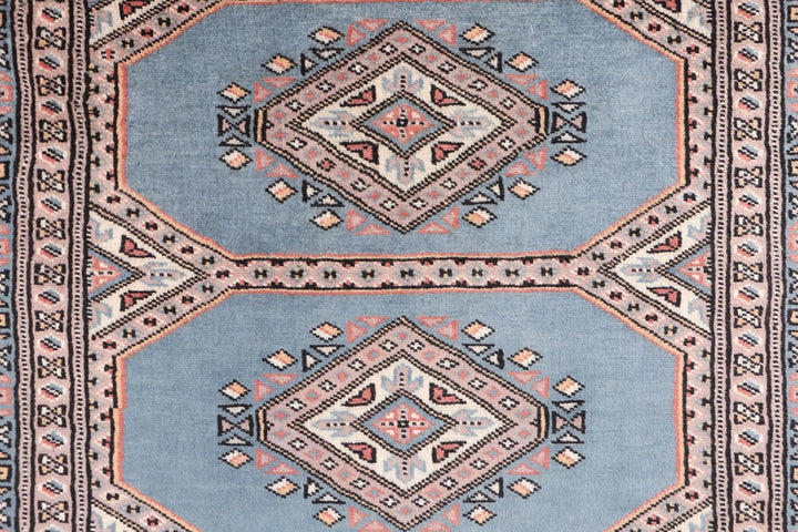 Light Slate Grey Pakistani Jaldar Rug 3' 1" x 5' 2" Hand-Knotted | No. QA81152