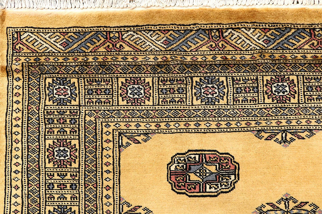 Pale Goldenrod Pakistani Bokhara Rug 4' x 6' 4" Hand-Knotted | No. QA81203