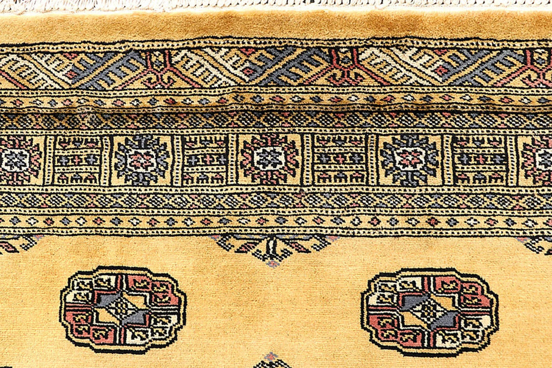 Pale Goldenrod Pakistani Bokhara Rug 4' x 6' 4" Hand-Knotted | No. QA81203