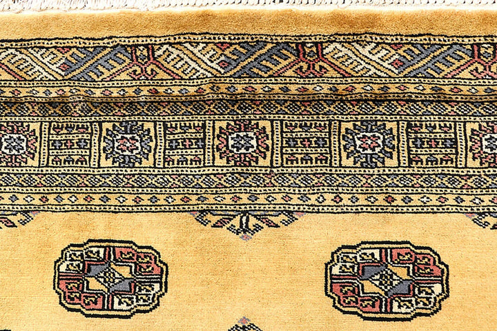 Pale Goldenrod Pakistani Bokhara Rug 4' x 6' 4" Hand-Knotted | No. QA81203