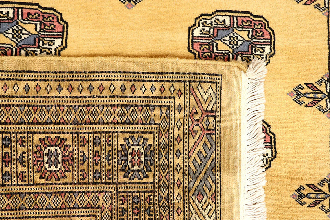 Pale Goldenrod Pakistani Bokhara Rug 4' x 6' 4" Hand-Knotted | No. QA81203