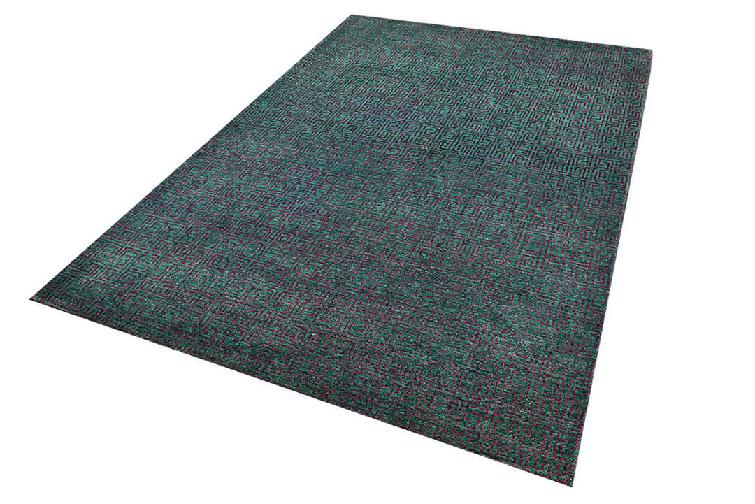 Sea Green Pakistani Gabbeh Rug 5' 10" x 8' 1" Hand-Knotted | No. QA81304