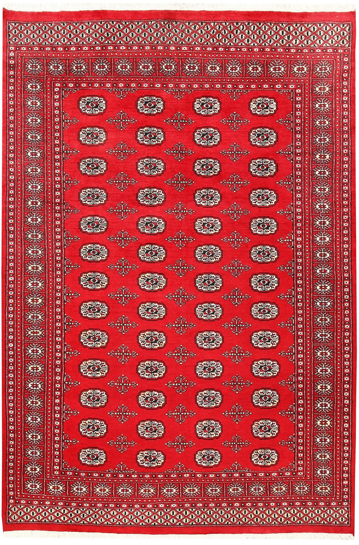 Red Bokhara Rug 6' x 9' Hand-Knotted | No. QA81345