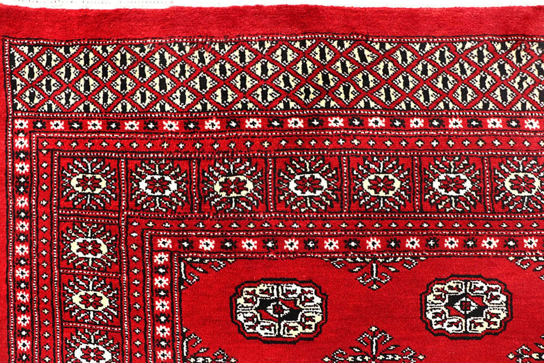 Red Bokhara Rug 6' x 9' Hand-Knotted | No. QA81345