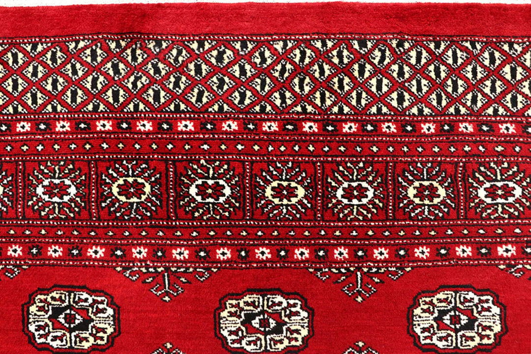 Red Bokhara Rug 6' x 9' Hand-Knotted | No. QA81345
